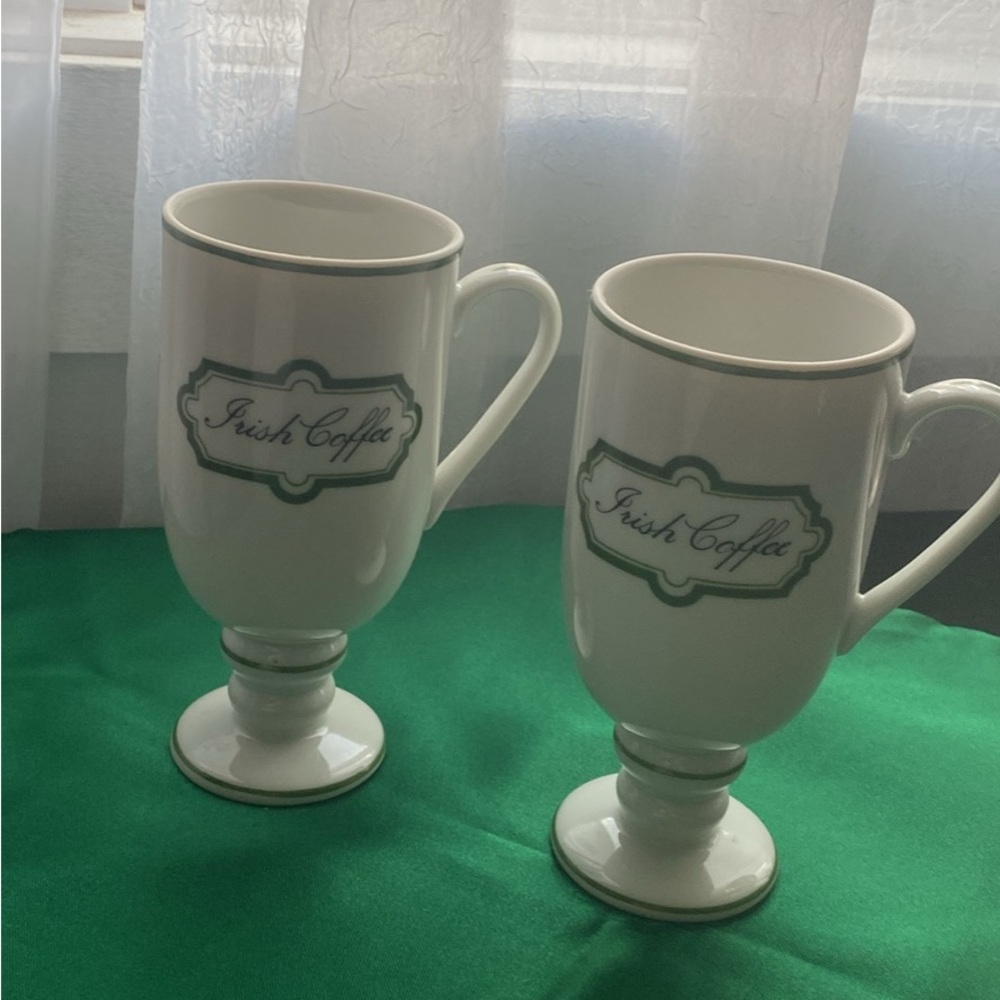 Vintage 1970 Elegant White Irish Coffee Mugs Set St Patrick